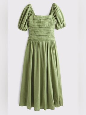 The A&F Emerson Poplin Puff Sleeve Midi Dress